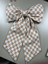 Sew & Spill Home Decor Bow Amber and White Gingham Check