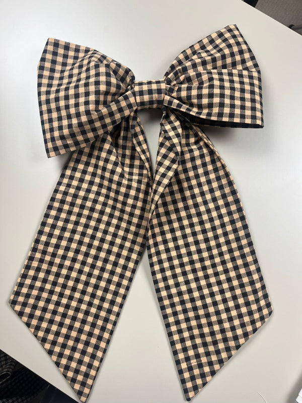 Sew & Spill Home Decor Bow Black and Tan Gingham