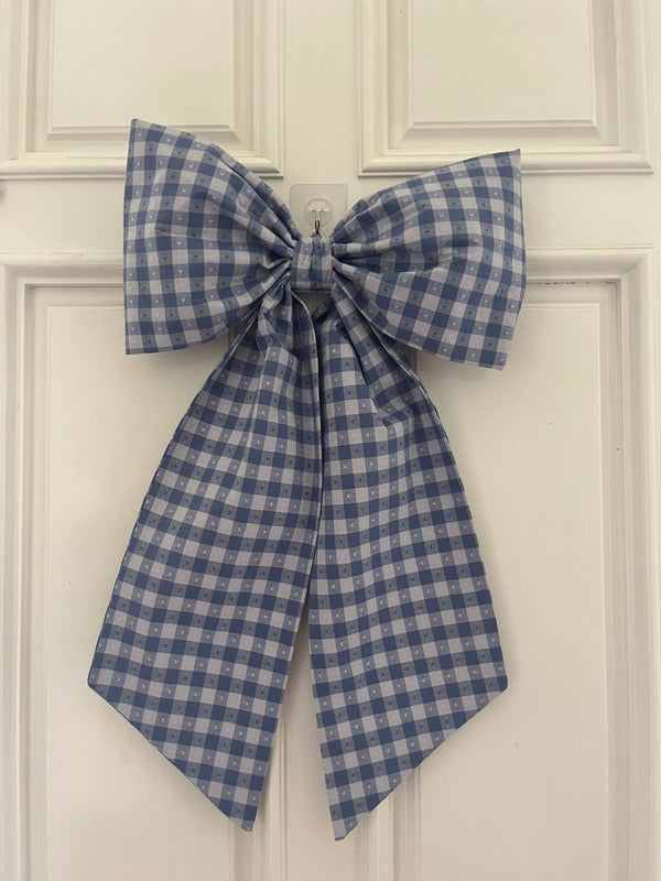 Sew & Spill Home Decor Bow Blue & Tan Plaid Classic