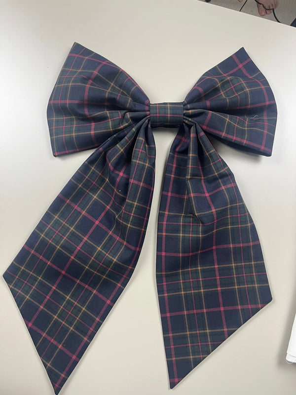 Sew & Spill Home Decor Bow Navy Holiday Tartan Classic