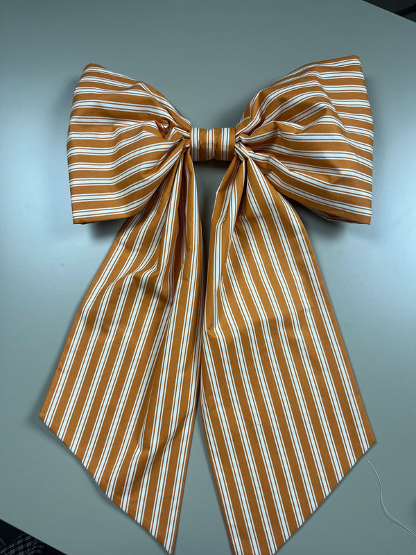 Sew & Spill Home Decor Bow Pumpkin White Stripe Classic (Glows In The Dark!)