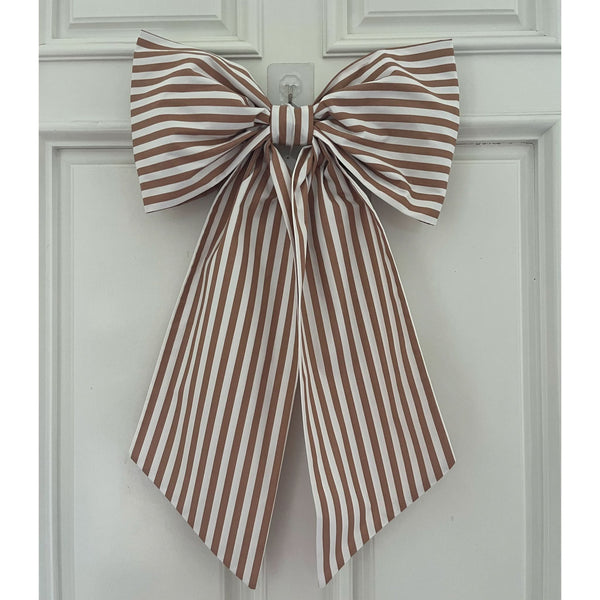 Sew & Spill Home Decor Bow The Coastal Tan Stripe