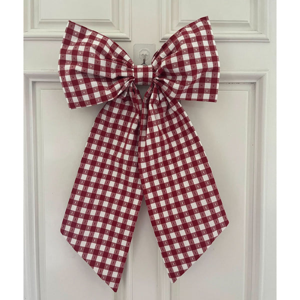 Sew & Spill Home Decor Bow Red & White Hearts Gingham