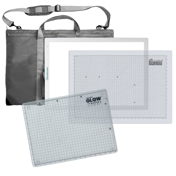 Two grid-patterned boards with a carrying bag on a white background