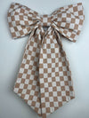 Sew & Spill Home Decor Bow Amber and White Gingham Check