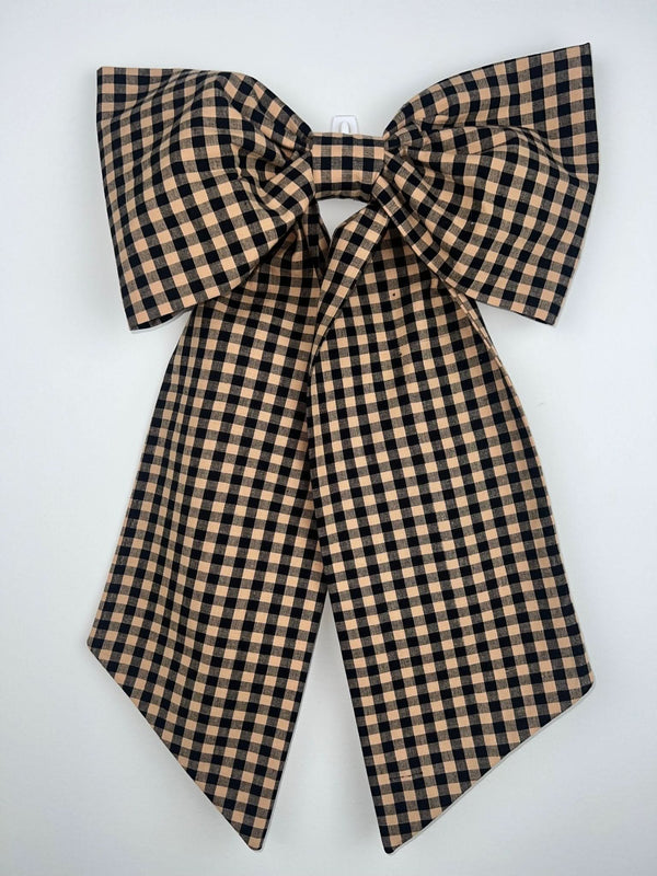 Sew & Spill Home Decor Bow Black and Tan Gingham