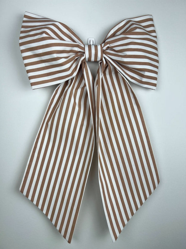 Sew & Spill Home Decor Bow The Coastal Tan Stripe