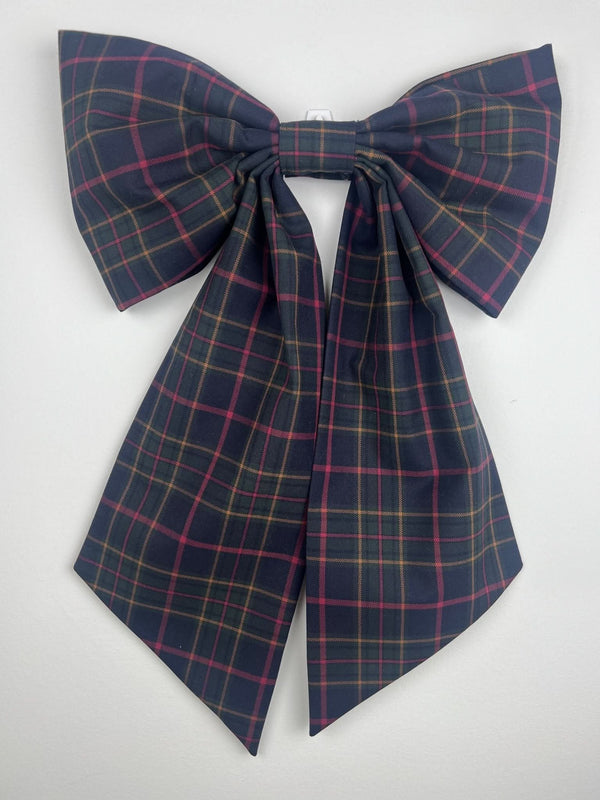 Sew & Spill Home Decor Bow Navy Holiday Tartan Classic