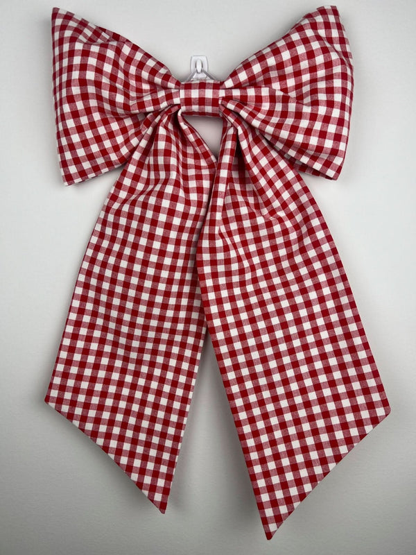Sew & Spill Home Decor Red & White Gingham Bow