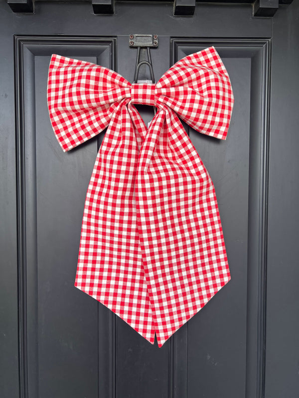 Sew & Spill Home Decor Red & White Gingham Bow
