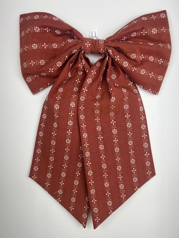 Sew & Spill Home Decor Bow Rust Folk Flower Classic