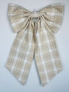 Sew & Spill Home Decor Bow Tan & White Plaid