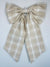 Sew & Spill Home Decor Bow Tan & White Plaid