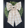 Sew & Spill Home Decor Bow Tan & White Plaid