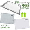 Glow cutting mats with Cutterpillar Fall Fest 2025 branding and free bonus offer.