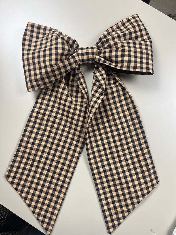 Sew & Spill Home Decor Bow Black and Tan Gingham