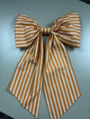 Sew & Spill Home Decor Bow Pumpkin white Stripe Glows In The Dark