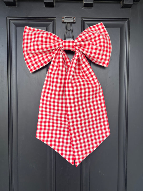 Sew & Spill Home Decor Bow Red & White Gingham