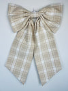 Sew & Spill Home Decor Bow Tan & White Plaid