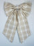 Sew & Spill Home Decor Bow Tan & White Plaid