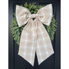 Sew & Spill Home Decor Bow Tan & White Plaid