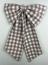 Sew & Spill Home Decor Bow Taupe Bold Gingham